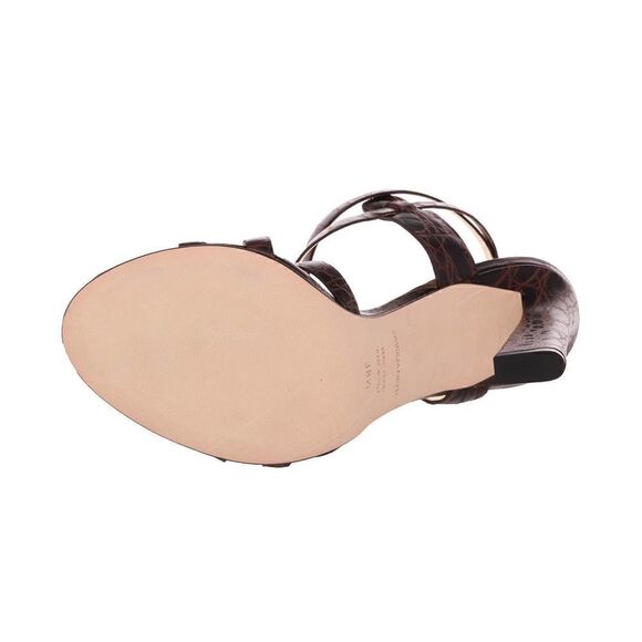 New DSQUARED2 US 8 Women Shoes Brown Croc Embossed Leather High Heel Sandals - Picture 9 of 12